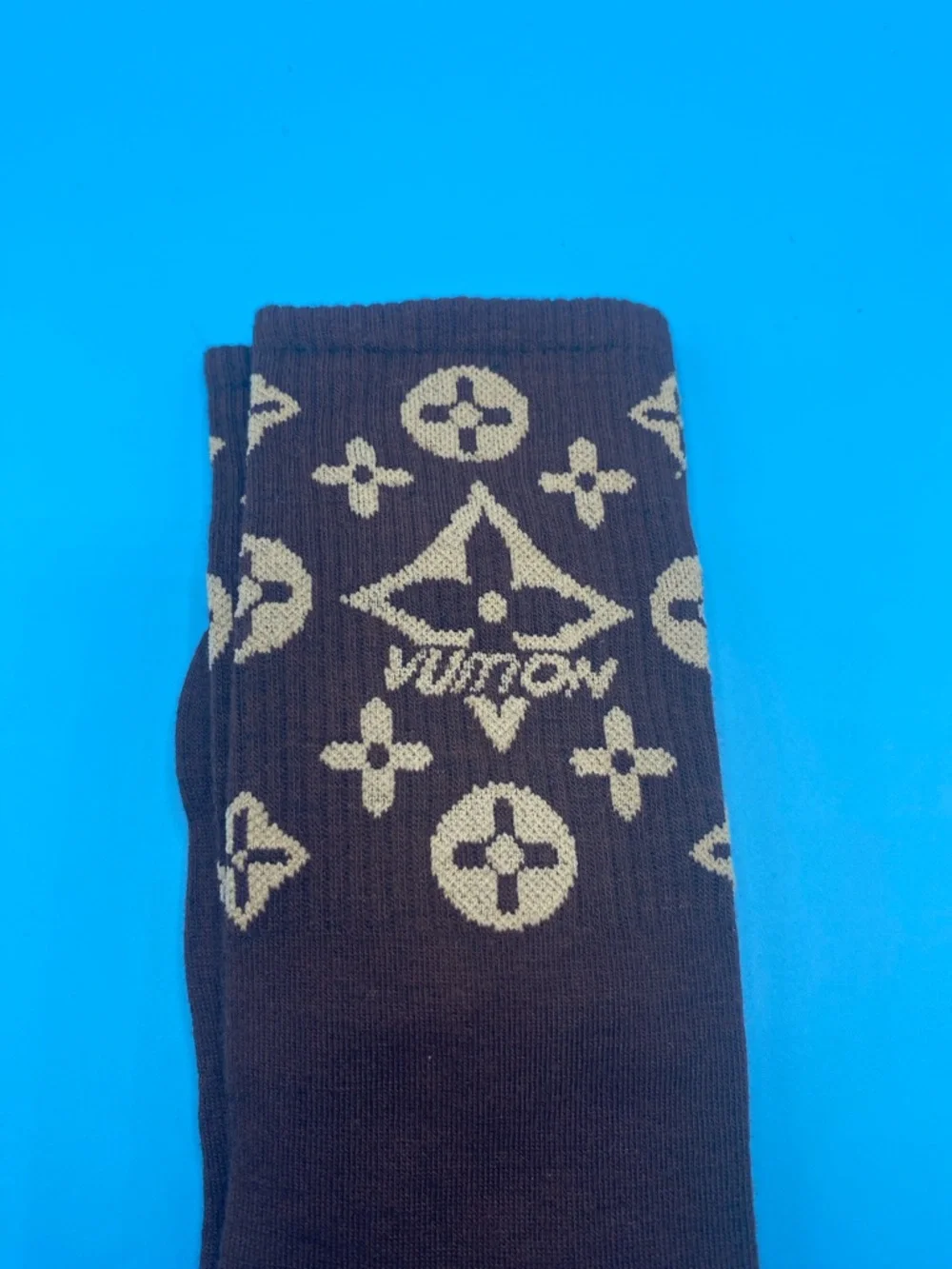 Louis Vuitton Brown‎ and Beige Monogram Crew Socks